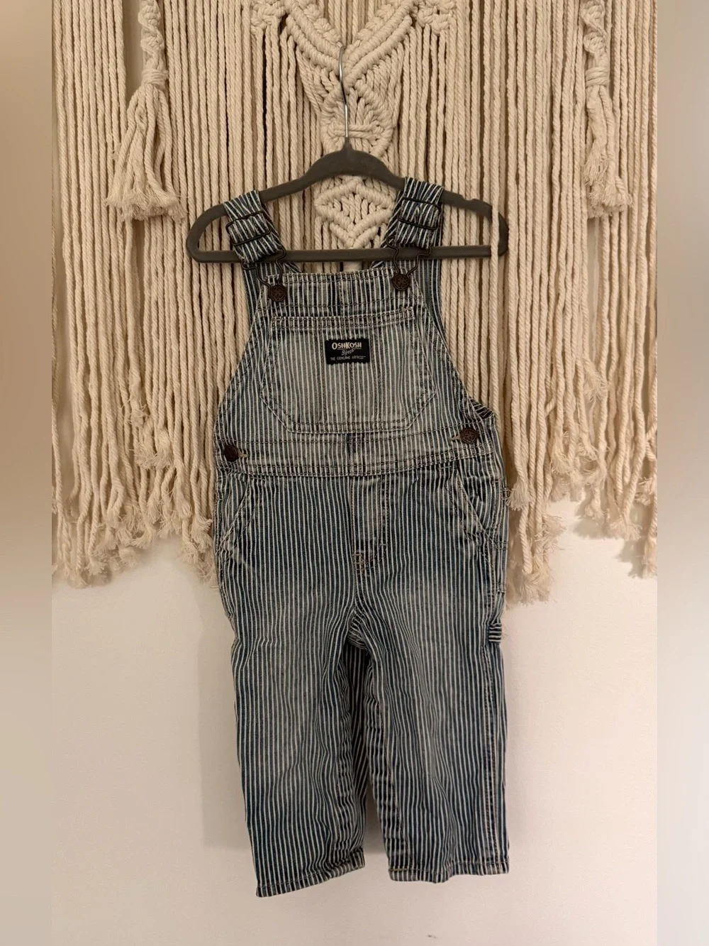 OshKosh B'gosh Blue Striped Denim Overalls